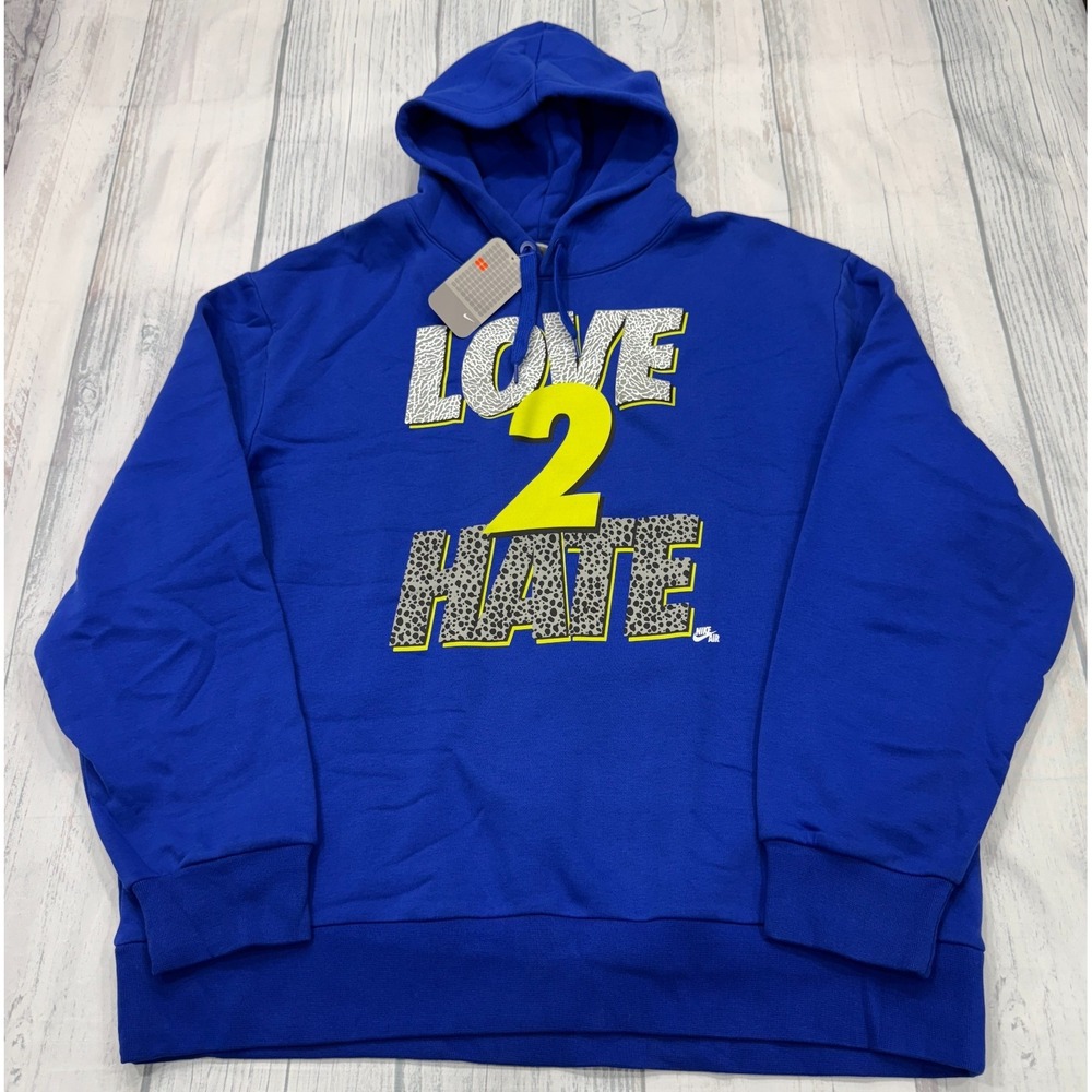 VTG NWT Nike Air Jordan Love 2 Hate Hoodie 4XL Y2K Dead Stock Elephant Print